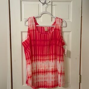Faded Glory Women's Red & White Tie-Dye Tank Top.  Plus 2X(18W-20W)   (NWT)